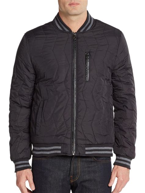 Quilted Nylon Bomber Jacket in Black 